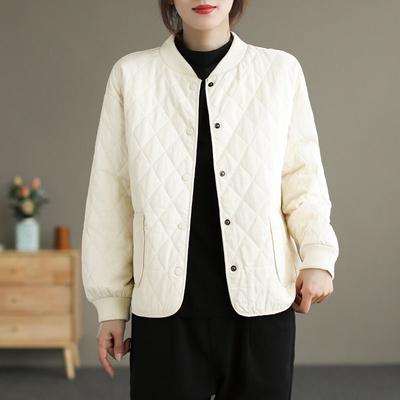 Baumwollgefütterte Jacke, Baumwollgefütterte Jacke, Damen Herbst und Winter Rautenförmig Gesteppt Leichte Kleine Gefütterte Jacke