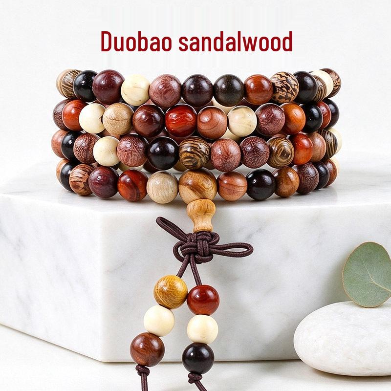 Dřevěné santalové buddhistické korálkové náramky - 108 korálků, unisex šperky pro páry