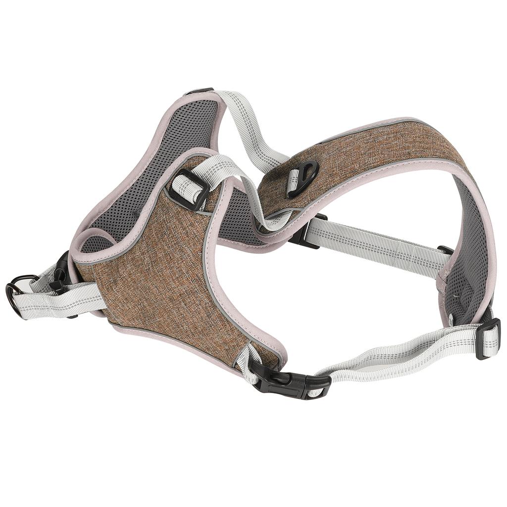 Outdoor Dog Vest Harness Pet Adjustable AntiLost Reflective Vest for Large Medium Dog(Coffee Color M)