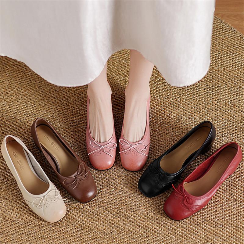 Fashion New Spring/Summer Genuine Leather Women Pumps Shoes for Women Fashion Brogue Designs Round Toe Loafers Shoes Women High Heels