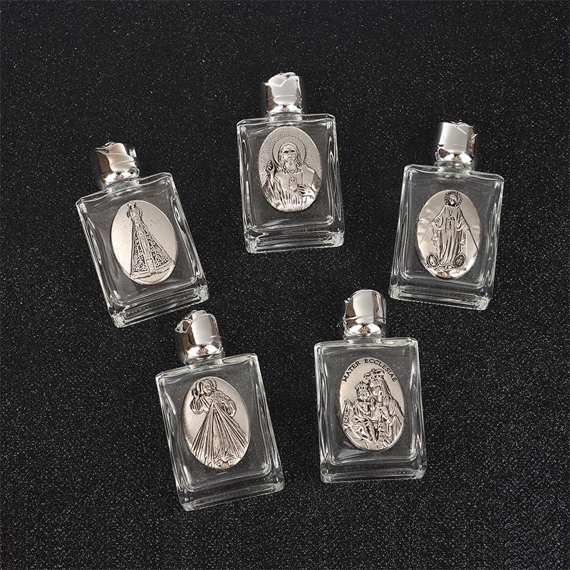 12 Types Of Glass Holy Water Jesus Bottle Religious Cross Bottle Christian Virgin Sculpture Bottle Refillable Holy Water Bottle