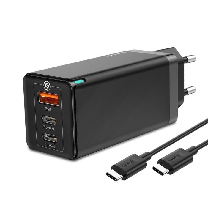65W Wall Charger GaN 2 Technology Anti-overheating Compact Size Baseus Black Black