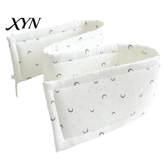Breathable Cotton Crib Liner Bumper Pad for Newborns, Anti-collision Fixed Quilting Durable Bed Surround Liner, Easy Install Soft Protective