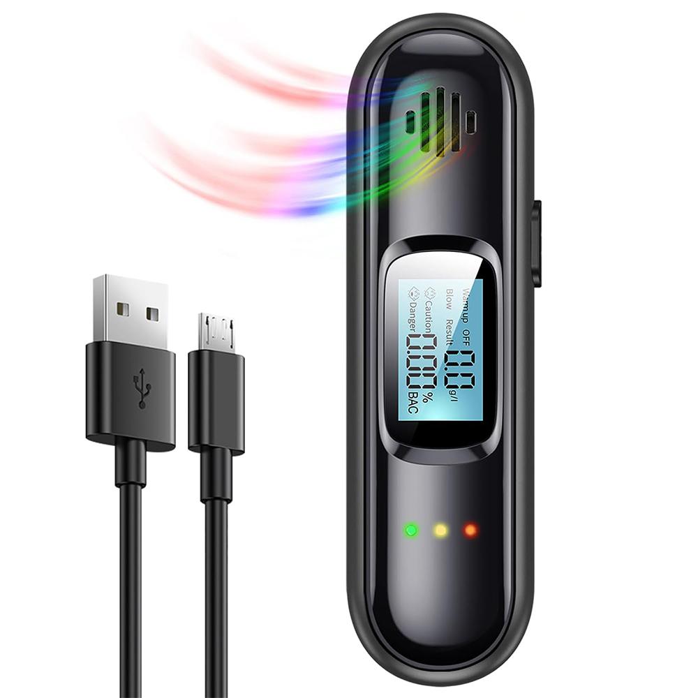 

Бесконтактный алкотестер Портативный детектор выдоха Дорожный алкотестер Светодиодный цифровой дисплей Высокоточный измерительный прибор чёрный