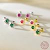 925 Sterling Silver Temperament Inlaid Red Green Zircon Stud Earrings for Women Fashion Exquisite Jewelry Gifts