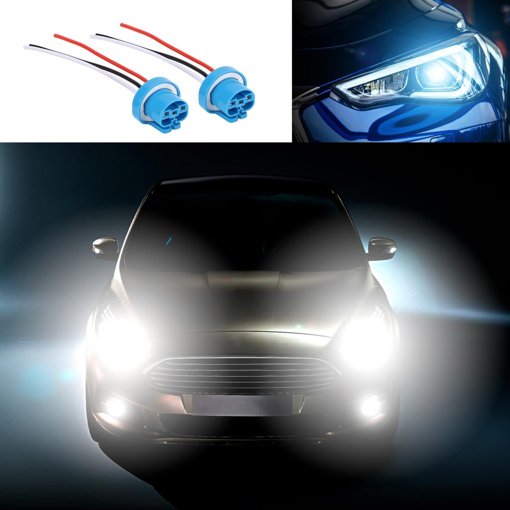 Pair 9007 Female Socket Harness Headlight Fog Light Universal for 9004 HB1 HB5 Bulbs 12V‑24V