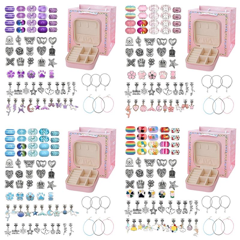 66Pcs Beads Kit For Diy Beaded Necklace Bracelet Jewrlry Making Cartoon Fairy Series Charms Gifts Set