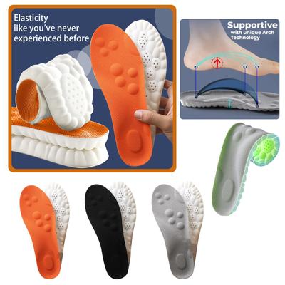 Soletta massaggiante traspirante anti-sudore con assorbimento del sudore, ammortizzante completo 4D, anti-odore, ad alto assorbimento elastico, adatta per sport e uso quotidiano
