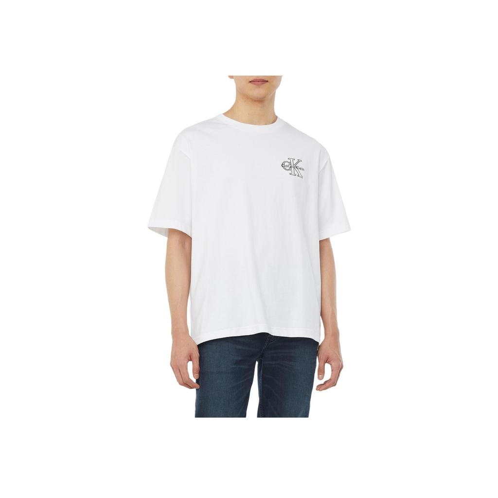 Calvin Klein Logo Oversized Pullover Round Neck Short Sleeve T-Shirt Men T-Shirts White 4RAB821-YAA