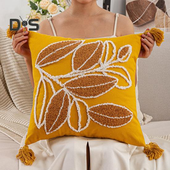 Vyšívaný povlak na polštář Všívaný povlak na polštářek se střapci Bavlněný lněný ozdobný povlak na polštář do auta na rozkládací pohovku