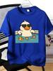 Unisexs Tee Cool Sunglass Duck Swimming Cartoon Print Cotton Short Sleeve Male Casual Streetwear Outdoor Daily Basic Fashion Top