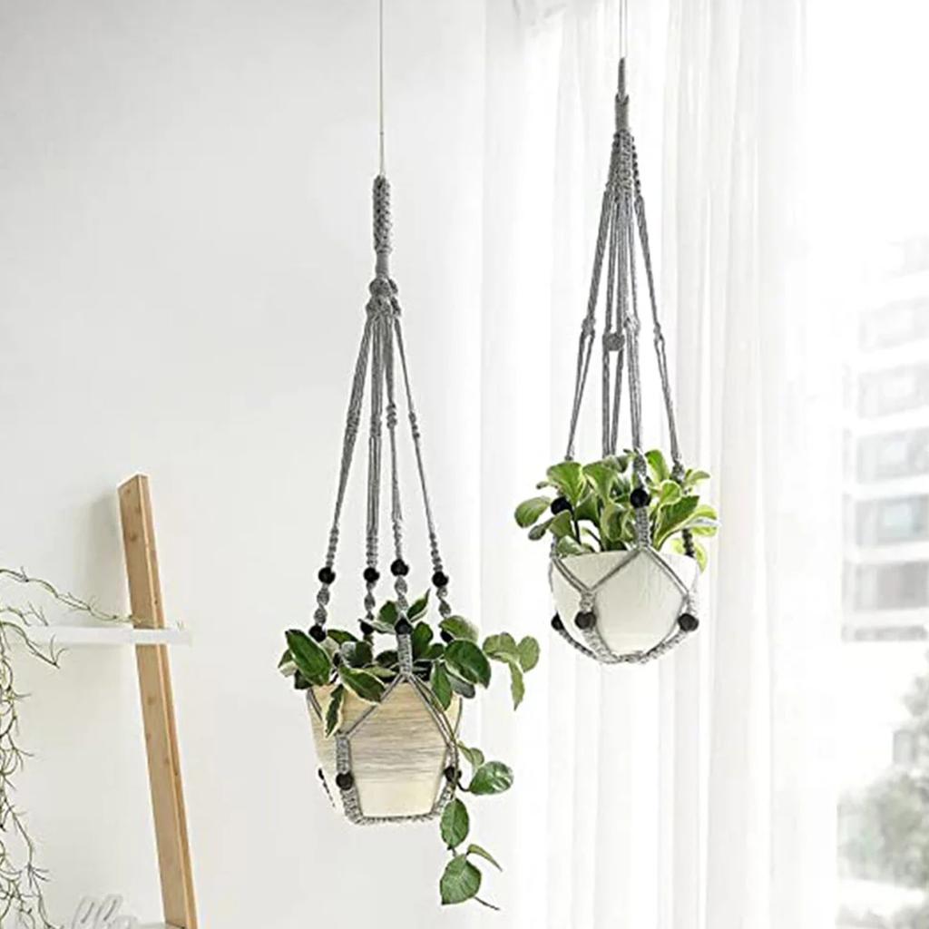 Makramee Pflanzenampeln Handgefertigt Baumwollseil Blumentopfhalter Dekorative Hängepflanzenkorb Wohnzimmer Balkon