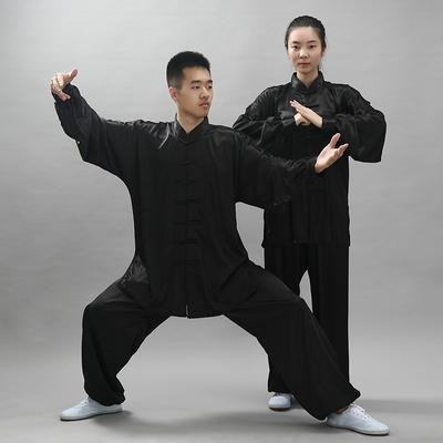 2 Pçs/set Unissex Botão Carcela Camisa Solta Cor Sólida Chinês Tradicional Tai Chi Terno Kung Fu Desgaste Roupas Masculinas