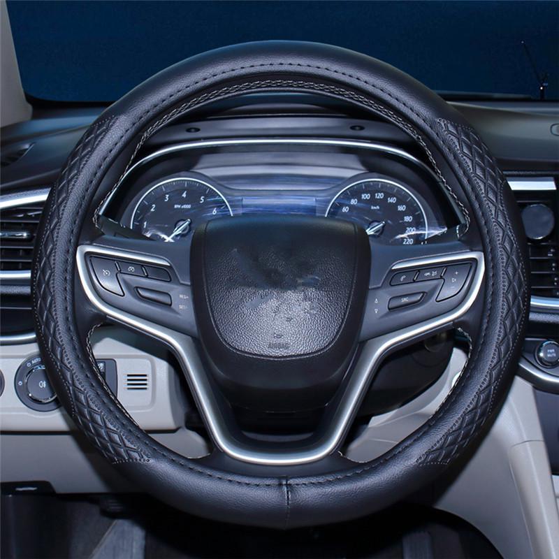Universal Leather Car Steering Wheel Cover - All-Season Embossed Design