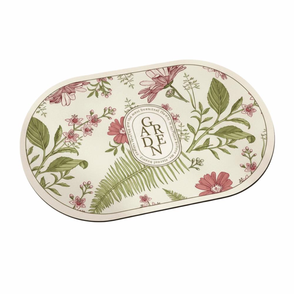 Elegant Absorberande Badrumsmatta Blommönster Halkskydd Dörrmatta Badrumsmatta Badrumsgolv