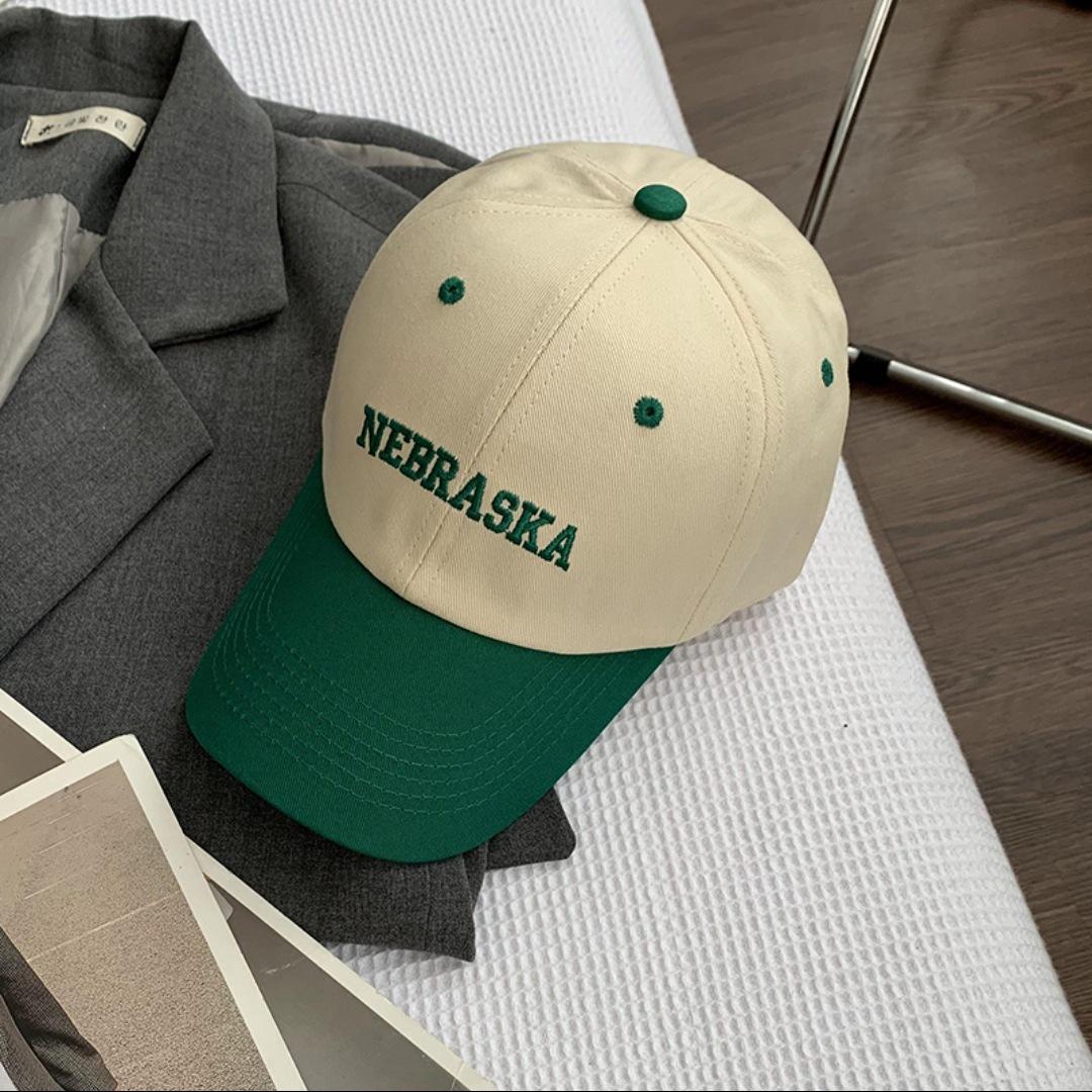 

Letter embroidered baseball cap children s spring hard top versatile fashion color matching face small cap men Adjustable зелёный