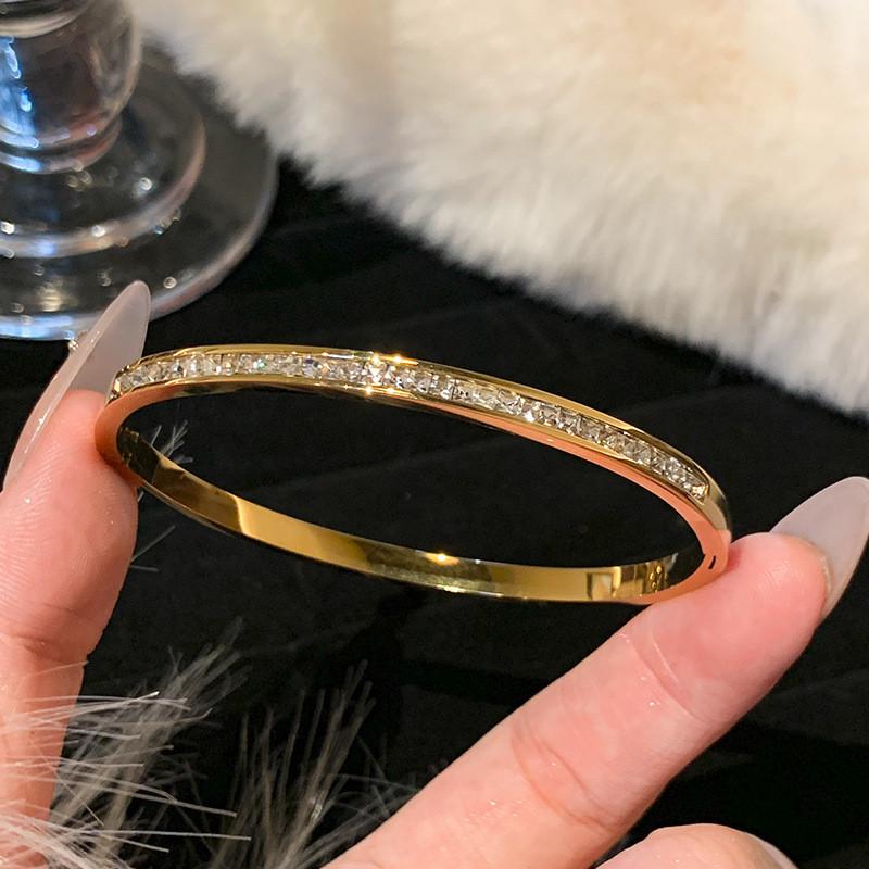IFME Stainless Steel Zircon Bracelets for Women Personality Bamboo Letter Gold Bracelet Accessories Jewelry Gift