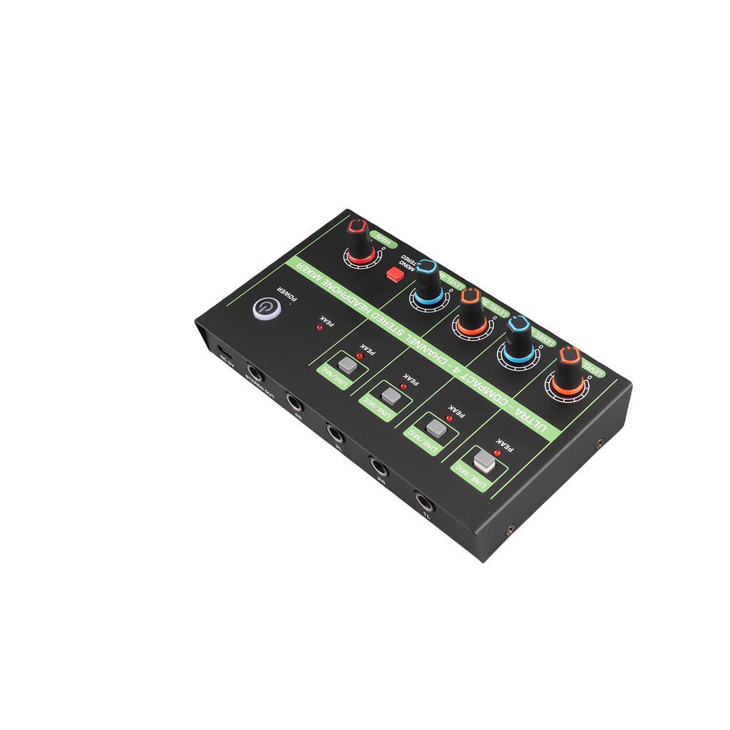 4 Channel Audio Mixer Microphone Low Noise Mono Stereo Line Mixer LINE MIC Mode Switching for Wired Microphones
