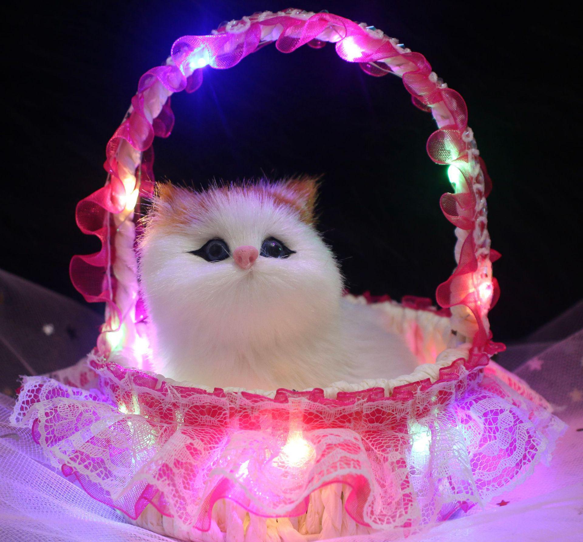 

Говорящий котенок, плюшевый, с подсветкой и блестками: Имитация кота в корзине, идеальный подарок для девушки lace basket cat with light розы красного