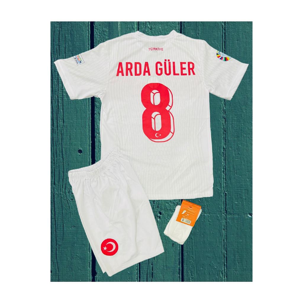 Turkey Kids White Arda Euro 2024 Jersey Number 8