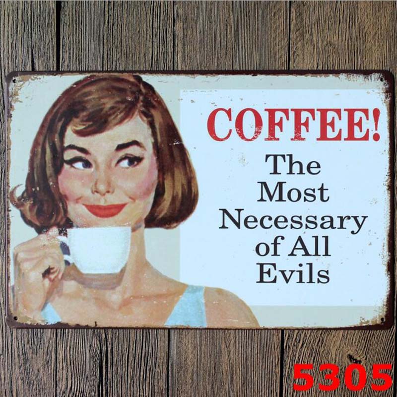 1pc Retro Metal Poster Coffee Sign Decor Plaque Vintage Tin Sign House Art License Poster Cafe Bar Metal Plates Wall Home Decor