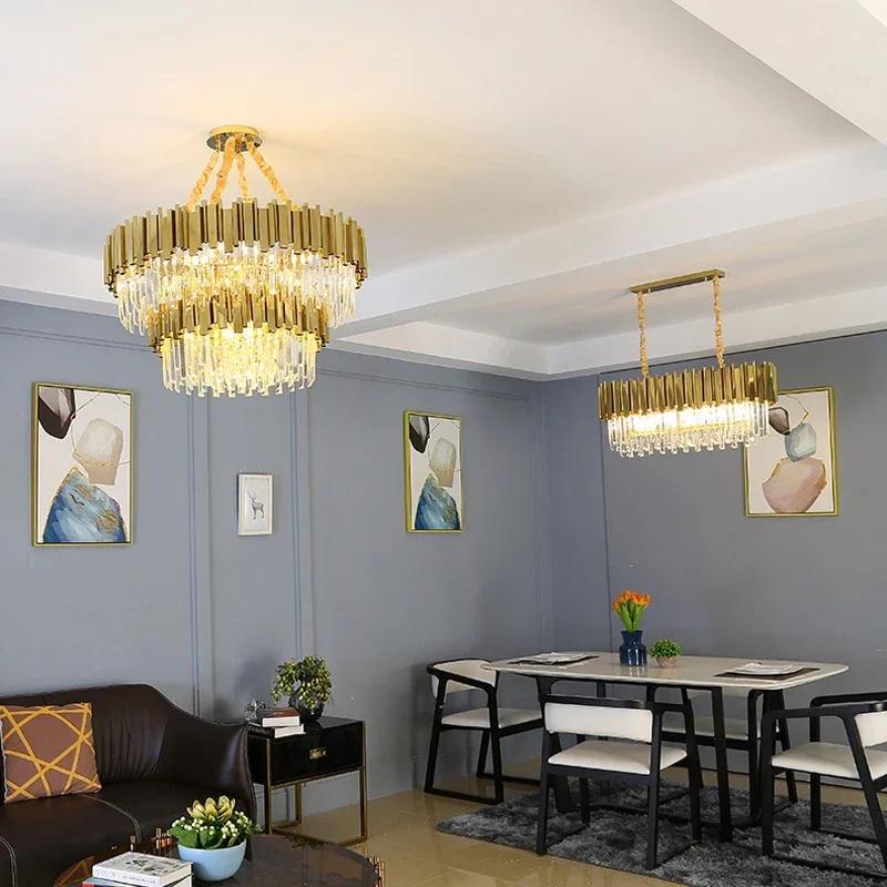Modern living room luxury gold LED crystal chandelier villa home home decoration indoor ceiling chandelier lighting fixtures
