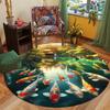 Koi Fish Round Area Rug,100% Polyester,Soft Non-Slip Decorative Carpet,Large Size Over 1.8m,with Velvet,for Bedroom,Living Room,Office Chair
