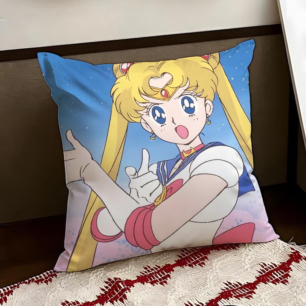 SSailor Anime MMoon Cushion Cover Reversible Soft Durable Pillow Cover Home Car MultiScene Use for Daily Comfort
