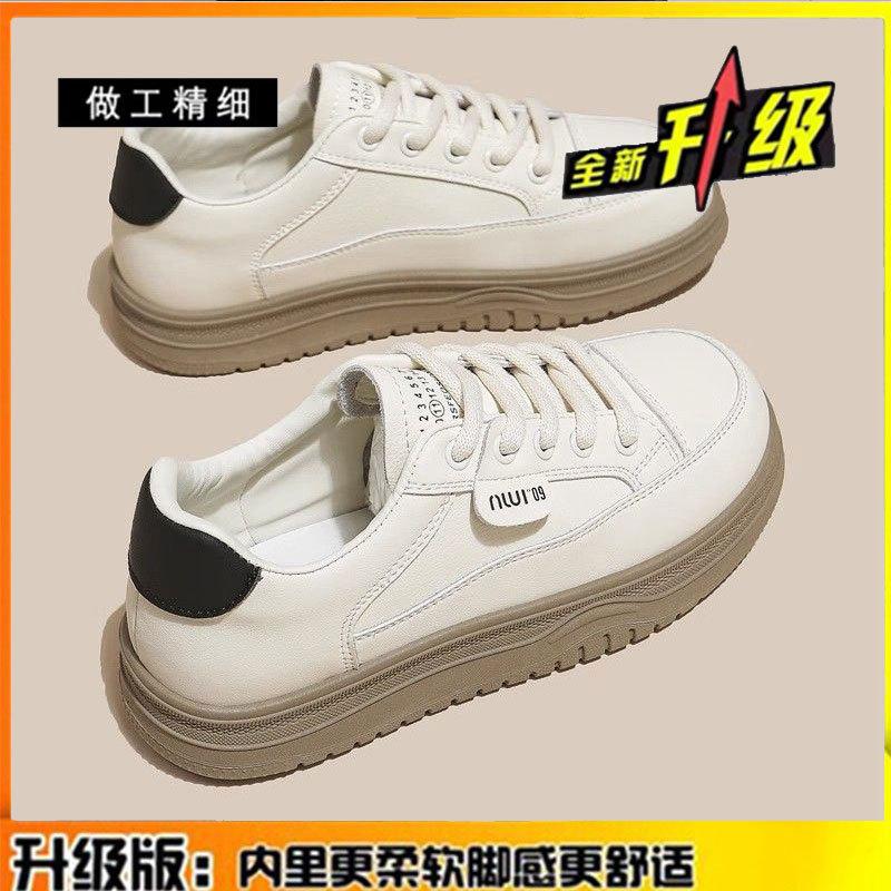 

Тонкие белые туфли из натуральной коровьей кожи с мягкой подошвой, женская обувь, весна-лето 2025, новая универсальная повседневная спортивная обувь на плоской подошве 35