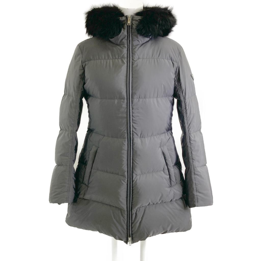 PRADA Domestic regular 29E117 fur-lined triangle logo down jacket coat 40 grayUsed