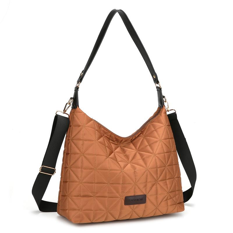 New fashionable and simple shoulder women's bag trendy rhombus geometric underarm bag large capacity oblique span bag yellow