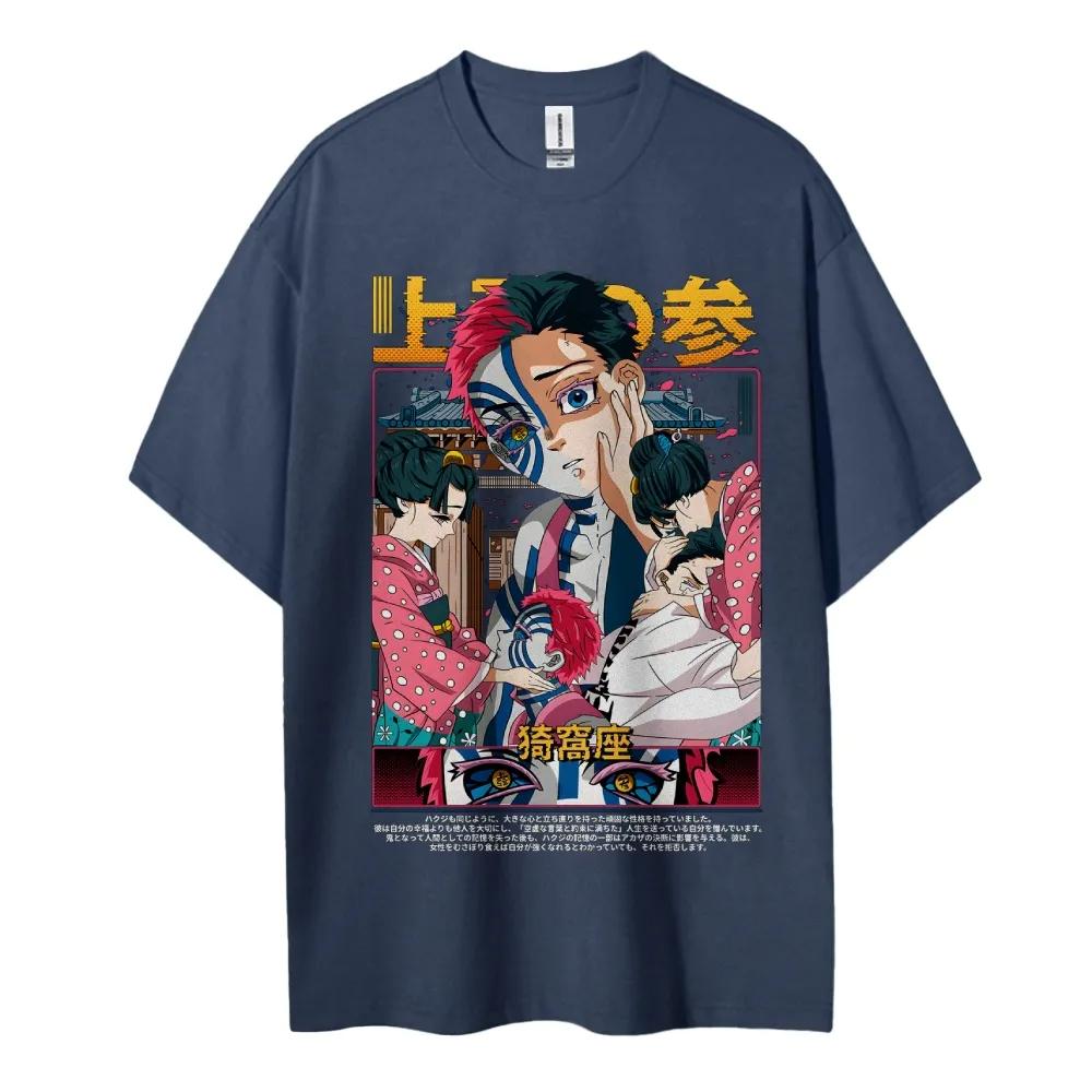 Demon Slayer Print Korte Mouw Casual Zomerkleding Heren Comfortabele Kleding Herenkleding Korte Mouw Halve Mouw Top