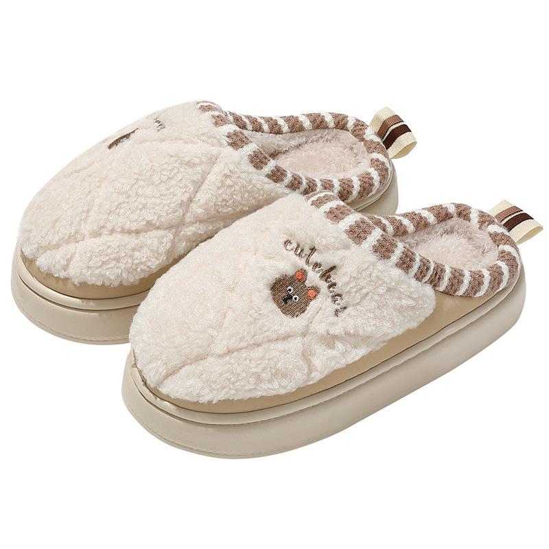Cotton Slippers Autumn and Winter Indoor Home Cute Plush Warm Thick Bottom Non-slip Confinement Slippers