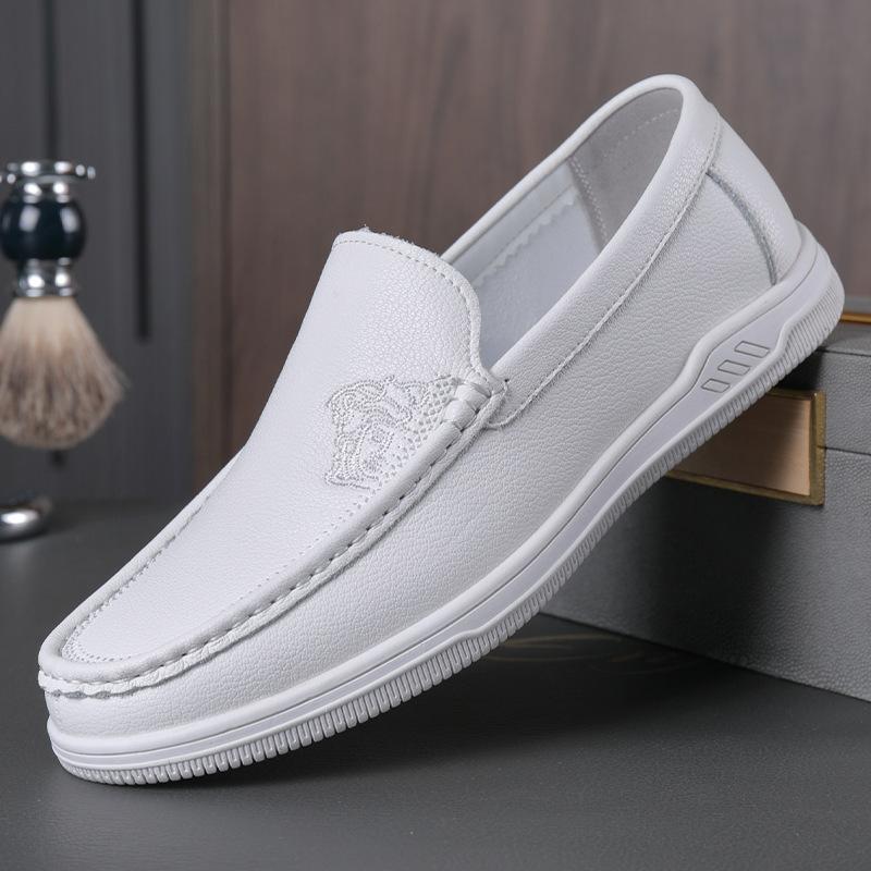 

Модные мужские кожаные туфли для мужчин 2024 Весна Осень Новые дизайнерские лоферы мужские модные повседневные деловые черные белые туфли для мужчин 38 белый