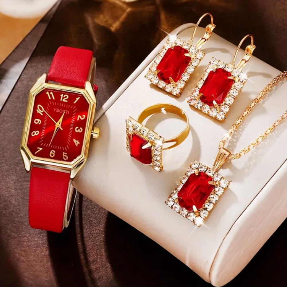 2024 TEUM Korean Style Leather Ladies Quartz Watch with Rhinestone Jewelry