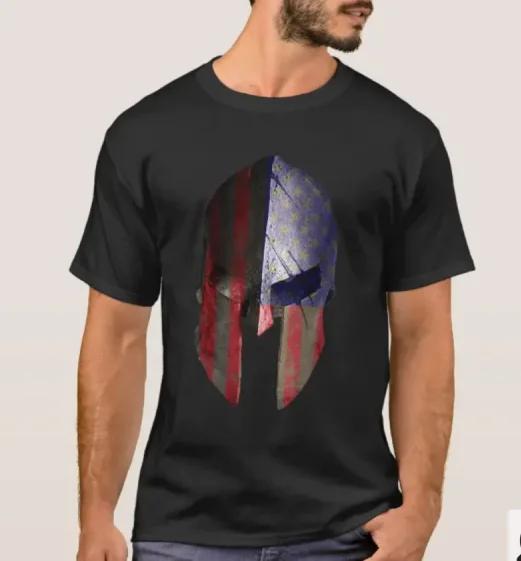 

American Flag Spartan Helmet TShirt Summer Cotton Short Sleeve ONeck Mens T Shirt New S3XL S