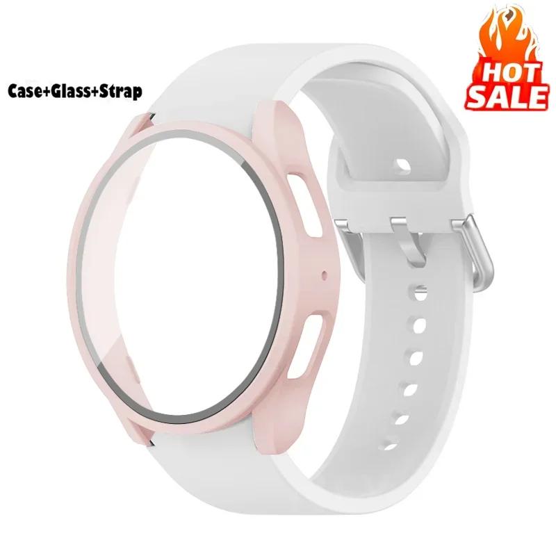 Lot de 2 Verre Trempé+Coque+Bracelet Pour Samsung Galaxy Watch 7 6 5 4 40mm 44mm Housse Protectrice d'Écran en PC Bracelet Galaxy Watch 6 7 5