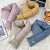 Windproof Down Cotton Scarf Solid Color Thermal Warm Scarf Simple Winter Cross Scarf  Autumn/Winter