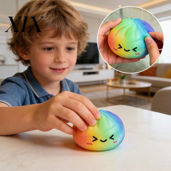 Colorful Stress Ball Steamed Bun Squeeze Toy Cute Slow Rising Fidget for Pressure Relief Soft Non-Sticky Decompression Gadget Kids Adults