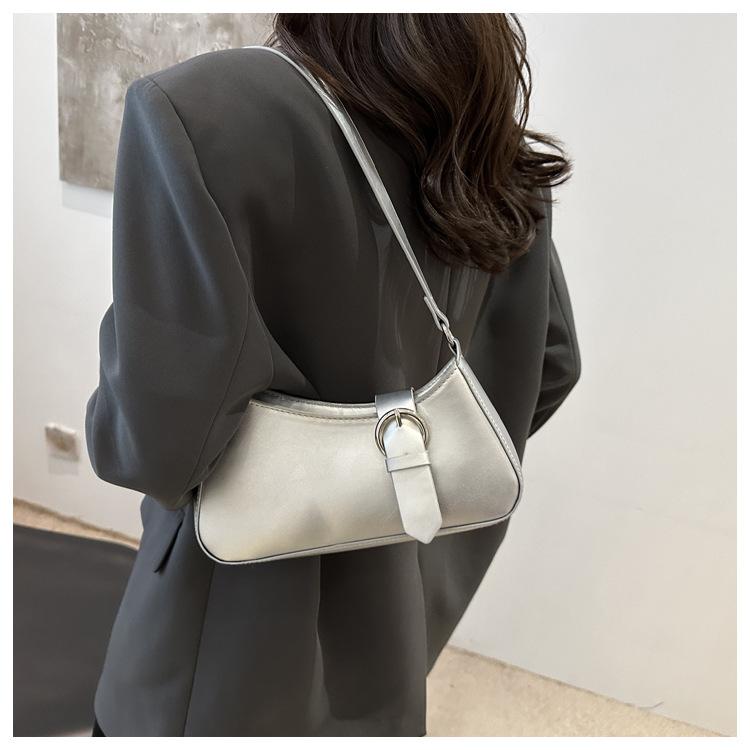 Chic Faux Leather Underarm Bag for Women Trendy Single Shoulder Crossbody Purse Fashionable French Style Daily Handbag CLE