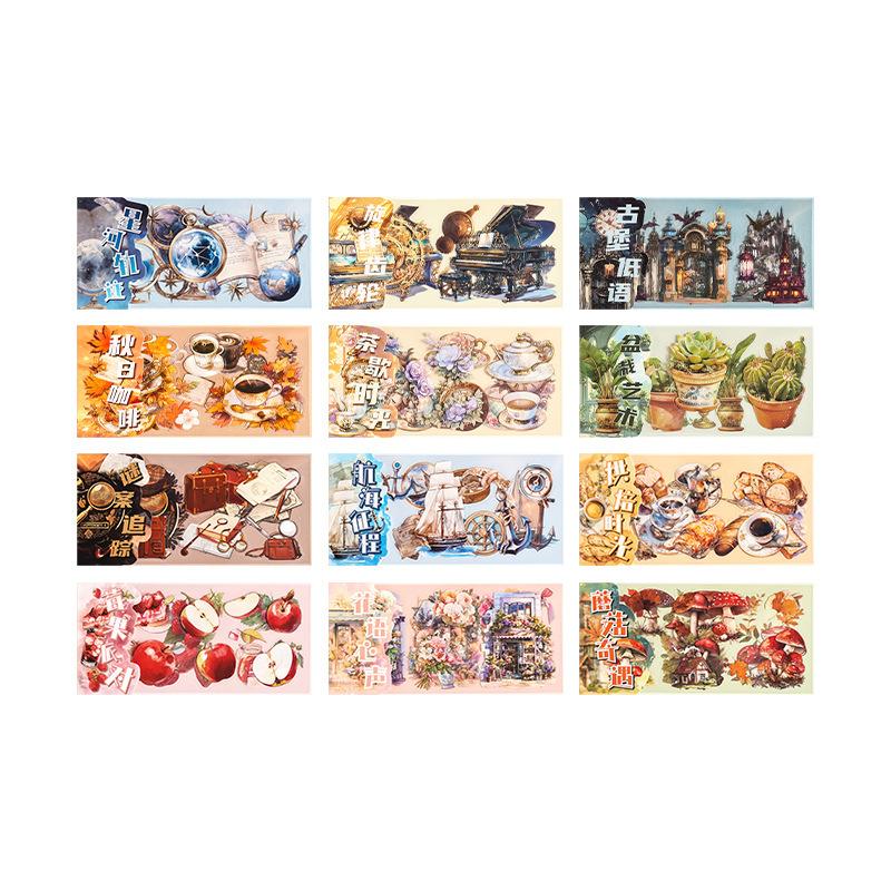 3 Pcs Vintage Stickers Pack Adhesive Diy Hand Account Diary Album Scrapbooking Accessories Handmade Junk Journal Supplies