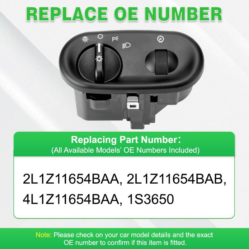 2L1Z11654BAA for Mercury Mountaineer 2004–2005 Auto Headlight Switch 1S3650 Car Light Control Switches 6 and 5 P Black