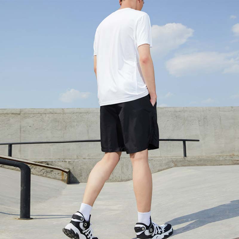 Anta Solid Color Logo Print Elastic Waist Straight Leg Sport Shorts Men Bottoms Black 952327503-4