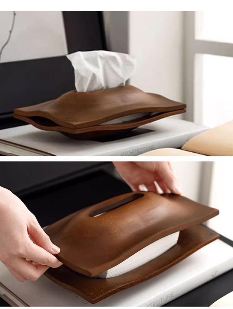 Wooden Tissue Box Solid Wood Desktop Walnut Paper Box Napkin Holder Tabletop Ornament Face Towel Storage Container Home Decor