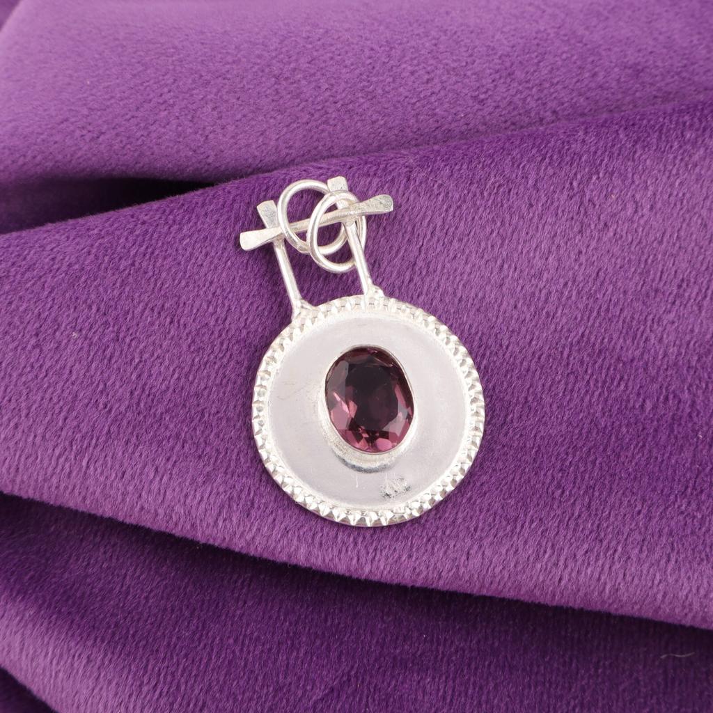 Natural Rhodolite 925 Sterling Silver Sisters Day Mother Gift Ethnic New Pendant PP-57-14