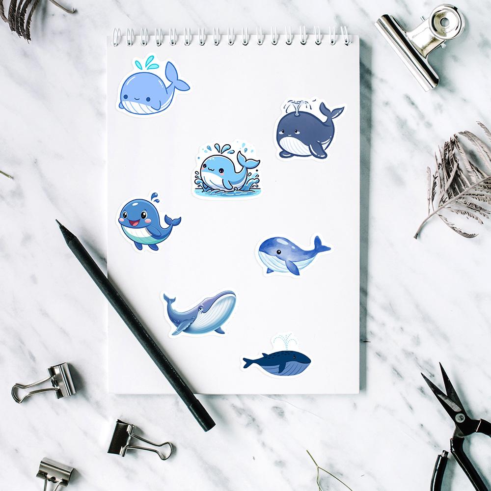 Cute Cartoon Whale Stickers Waterproof Vinyl Decal DIY Decorative Toys Gift for Laptop Phone Water Bottles Scrapbook Journals