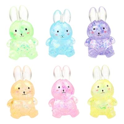 Novelty Squeeze Toy Mellow Rabbit Glittering Soft Bounce Squeeze Rabbit for Kids Anxiety Reduce Teens Party Supplies