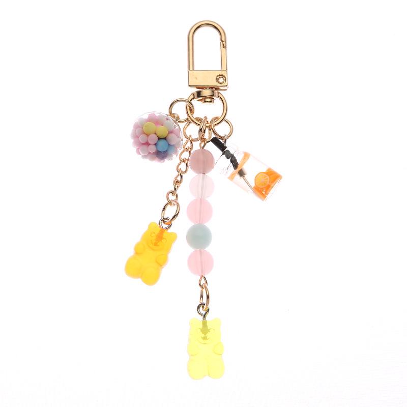 Cute Heart Candy Bear AirPods Case Keychain - Rainbow Colors, Girly Soft Pendant