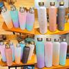 Colorful Gradient Plastic Sports Water Bottle 1000ml Large Capacity Matte Finish High Temperature Resistance