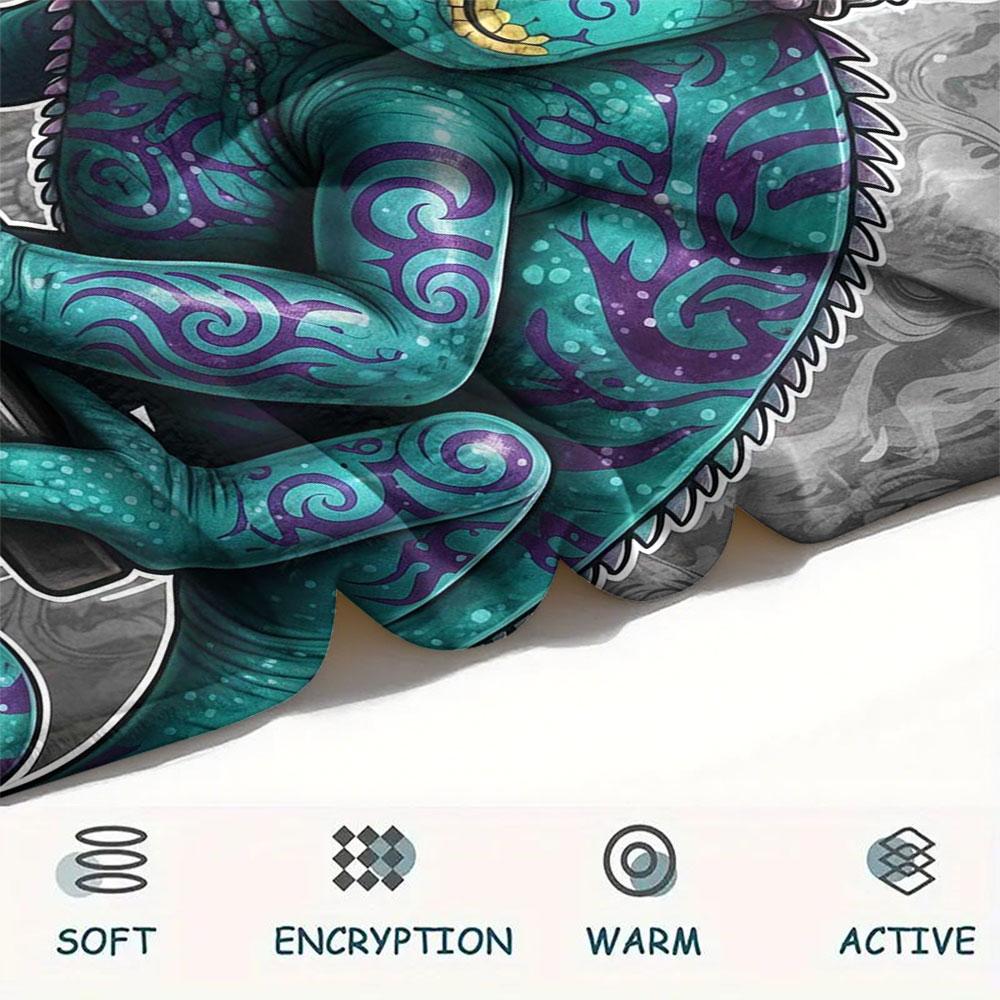 1Pc DemonReptiles Print Flannel Blanket, High quality Comfortable for All Seasons, Home Decor, Warmth and Comfort, Perfect for Christmas Gifts